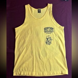 Vintage 1986 Ron Job Surf Shop Yellow Tank Top - Unisex